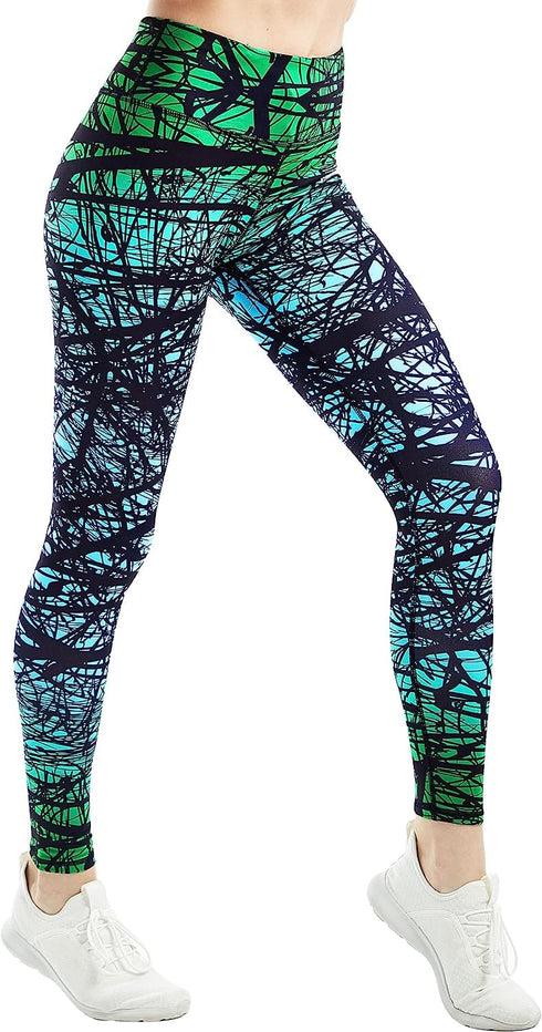 Women's Yoga Pants Printed Running Tights,Workout Running Leggings Tummy Control